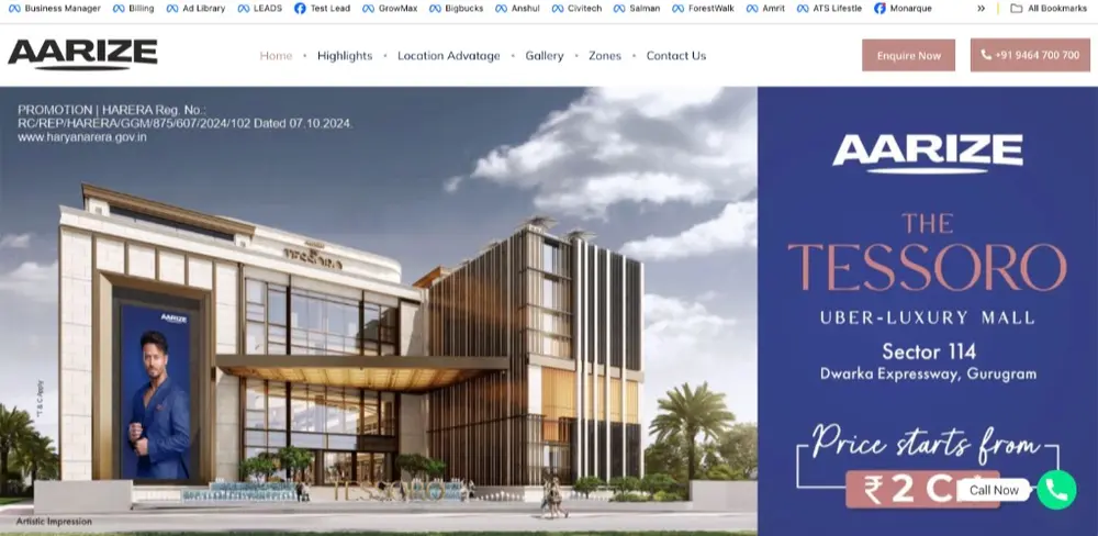 Aarize The Tessoro Uber Luxury Mall Sector 114 Gurugram